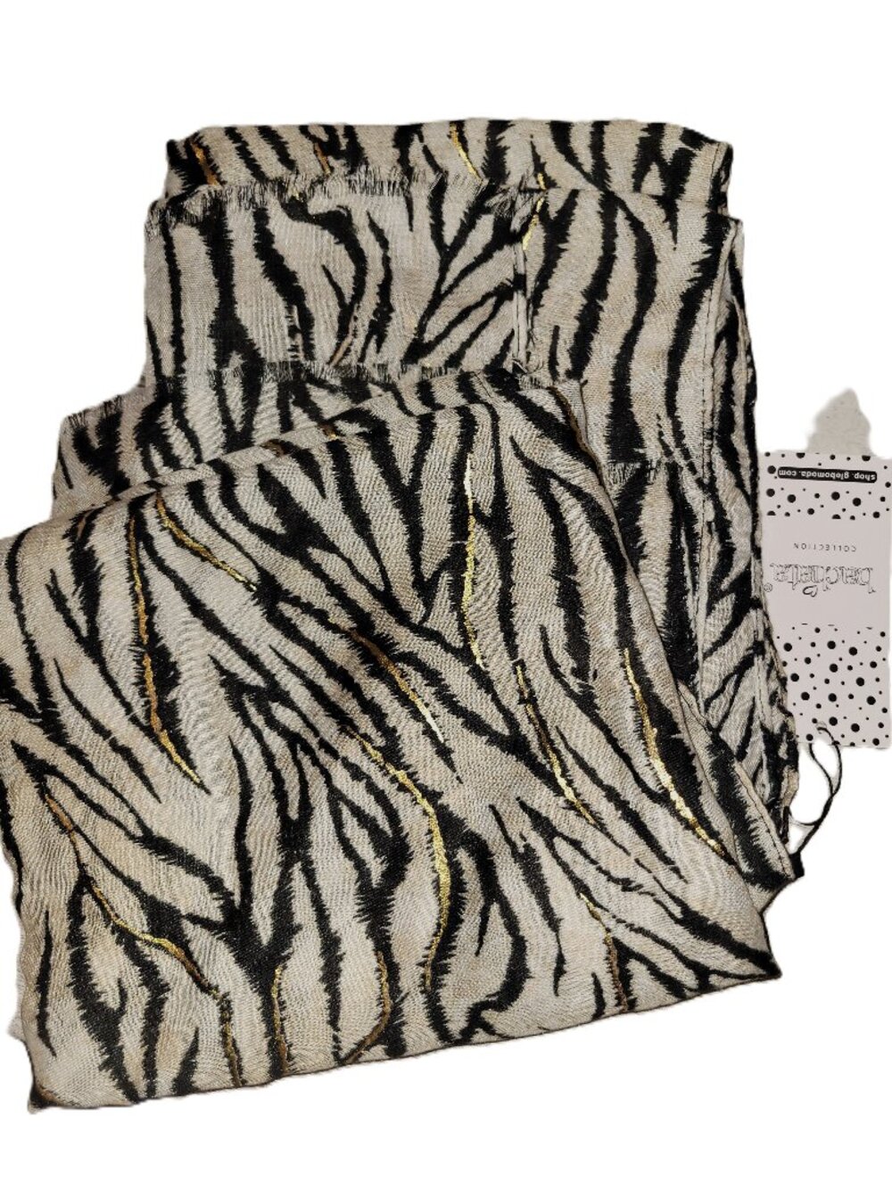 NWT! Animal Print/Gold Metallic Oversized Scarf - O/S
